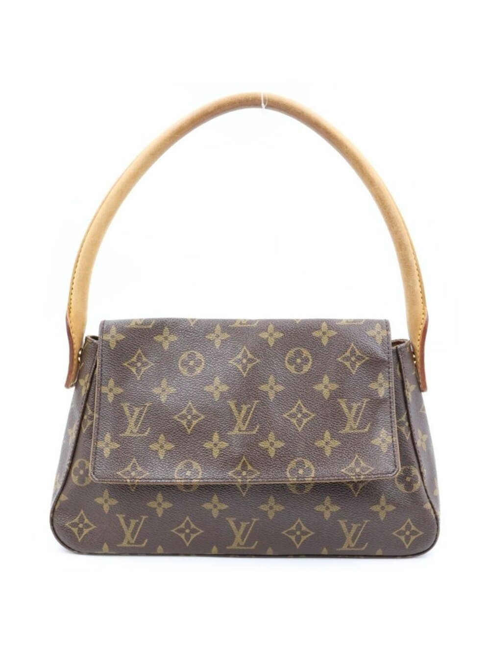 Louis Vuitton Monogram Mini Looping Handbag Bag Brown Leather Gold